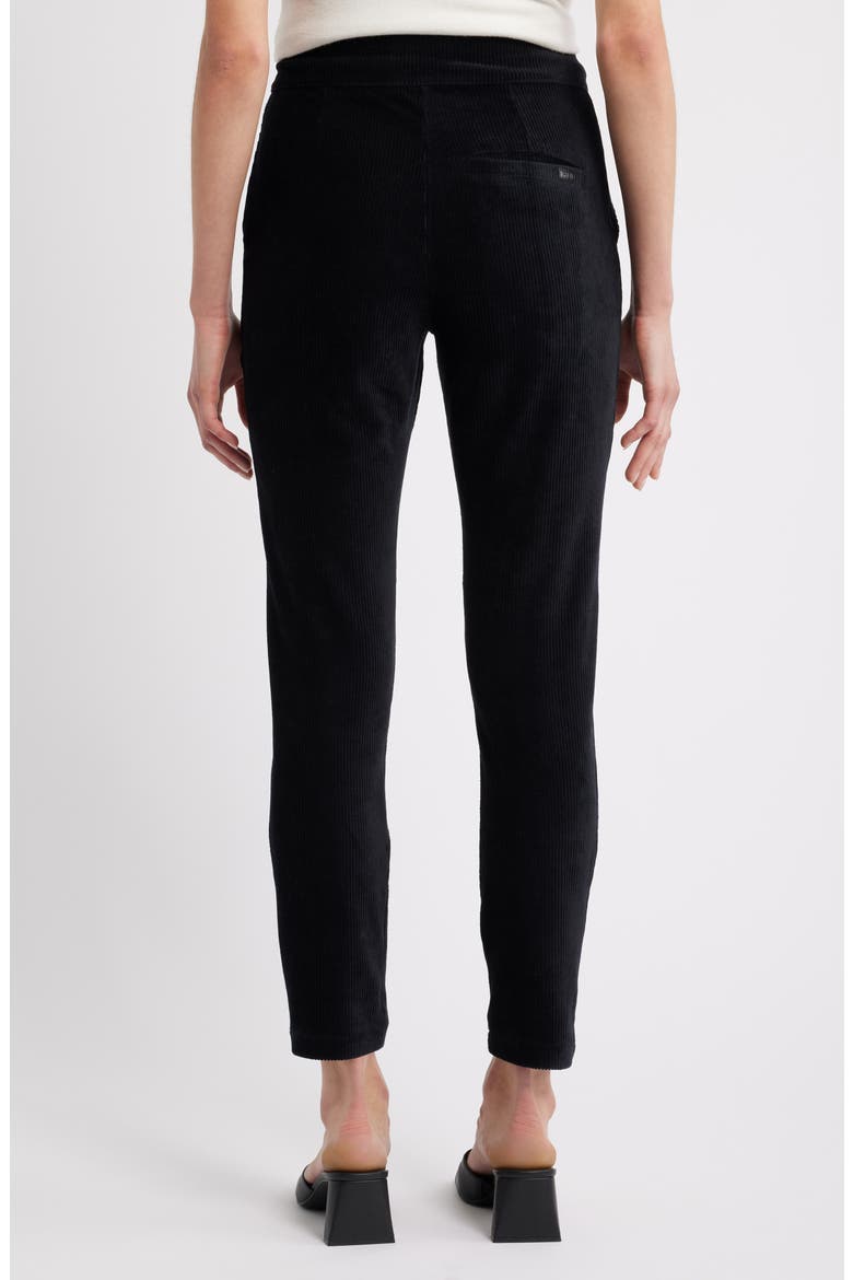 High Waist Corded Knit Straight Leg Pants, Alternate, color, BLACK