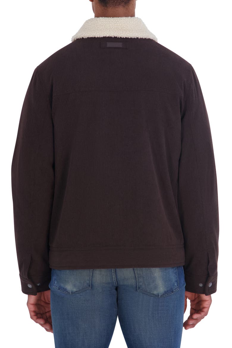 Faux Shearling Collar Corduroy Jacket, Alternate, color, COFFEE BEAN