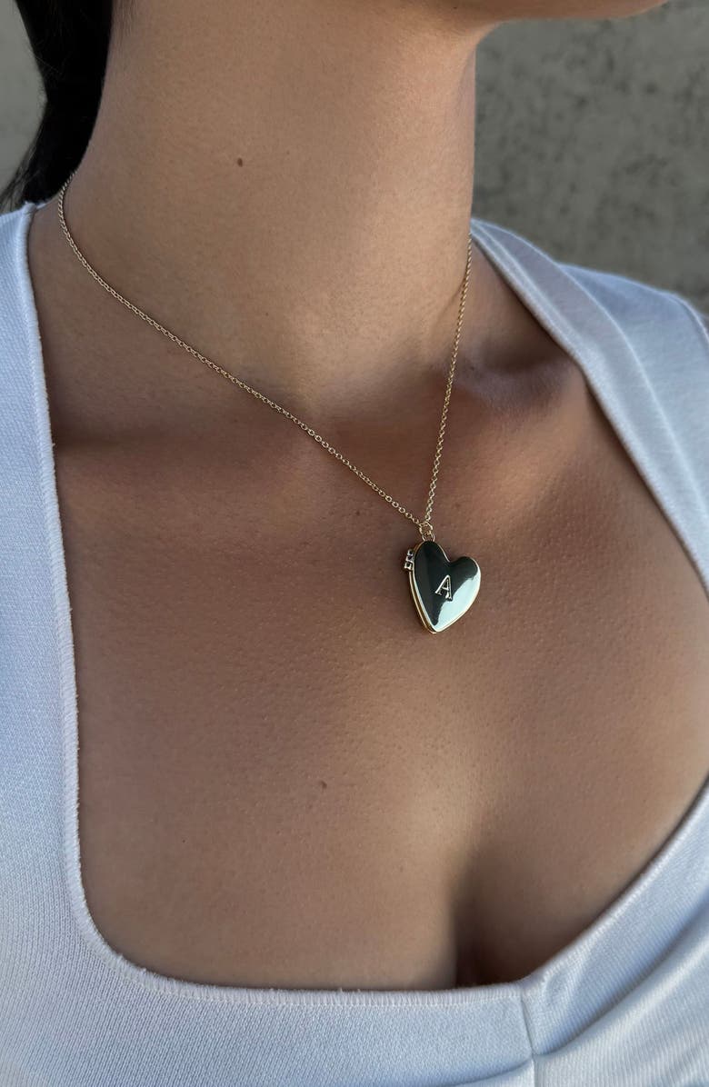 Adornia Initial Heart Locket Pendant Necklace, Alternate, color, Gold-A