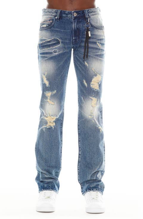 Rebel Ripped Straight Leg Jeans (Knox) (Regular & Big)