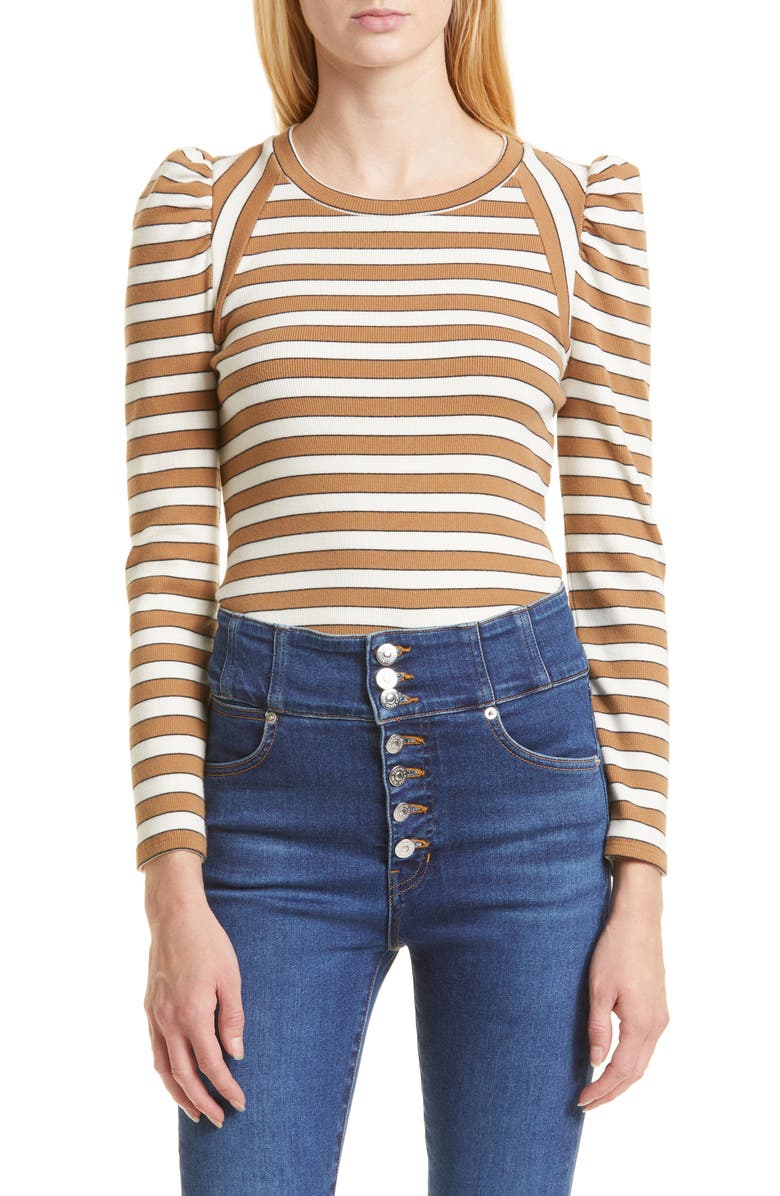 Veronica Beard Delano Stripe Stretch Cotton Top, Main, color, 