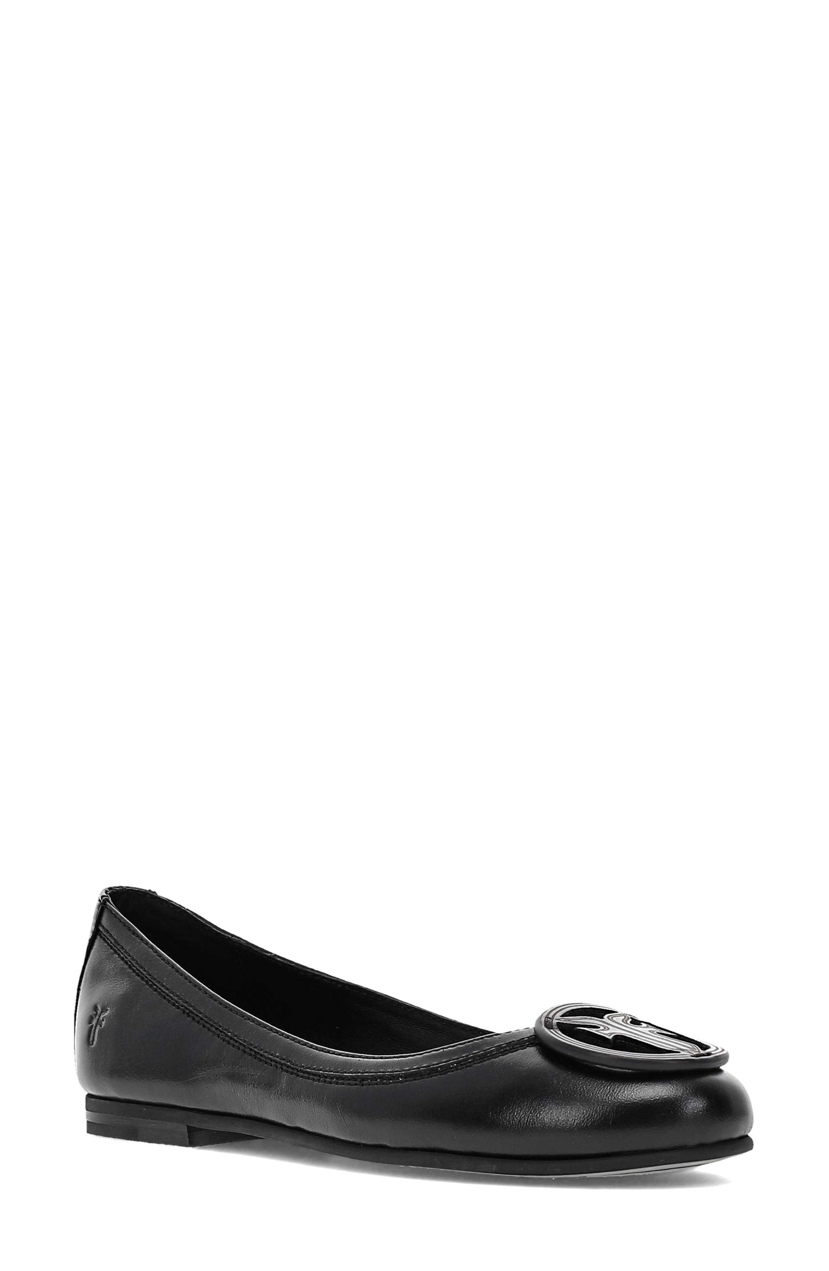 Frye Carson Logo Ballet Flat, Main, color, Black