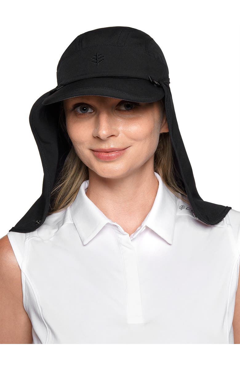 Coolibar Sports Cap with Removable Neck Drape - UPF 50+ Sun Protection - Agility, Alternate, color, Black
