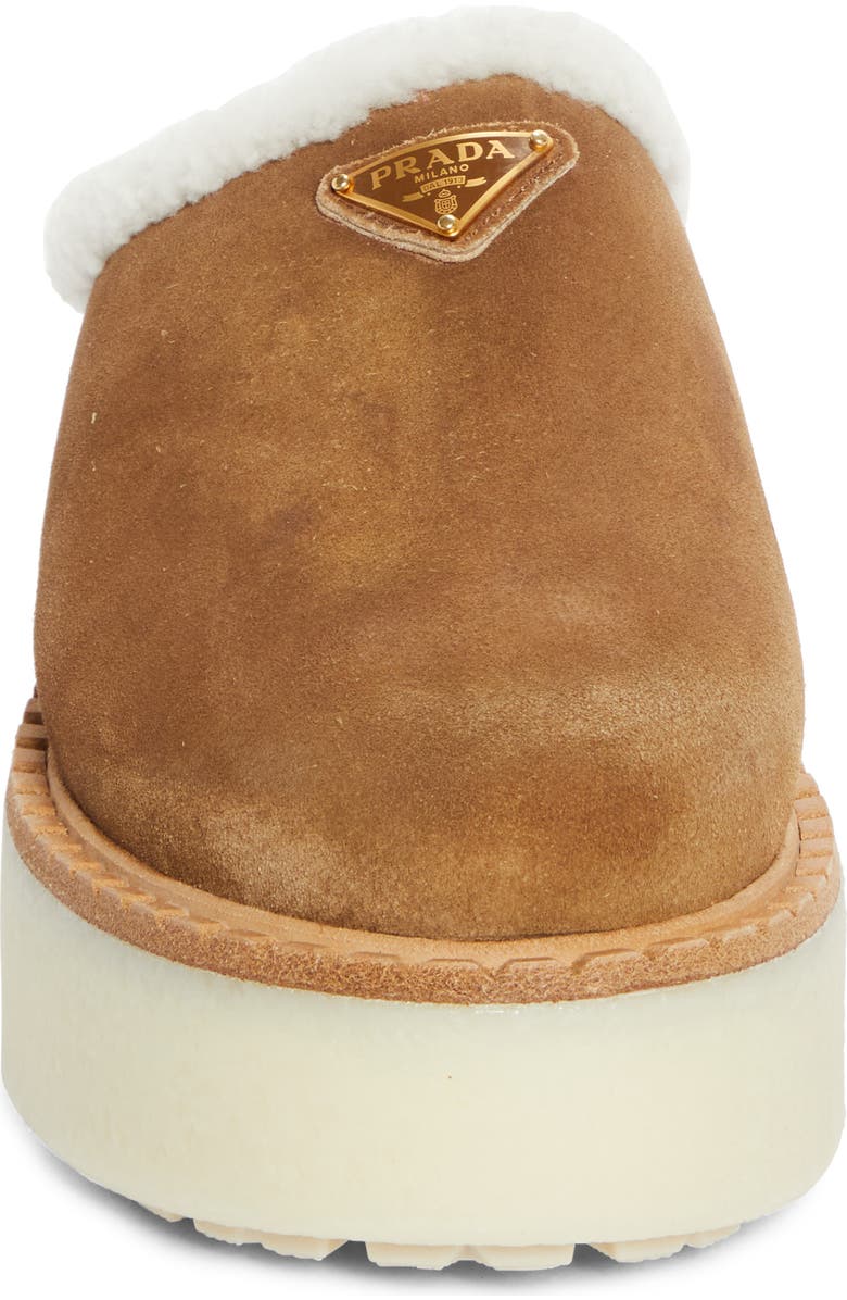 Prada Evolve Genuine Shearling Clog, Alternate, color, Cannella