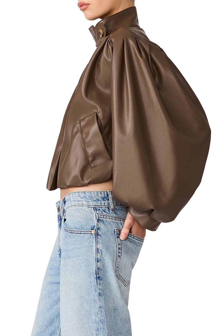 Deedee Faux Leather Bomber Jacket, Alternate, color, COCO