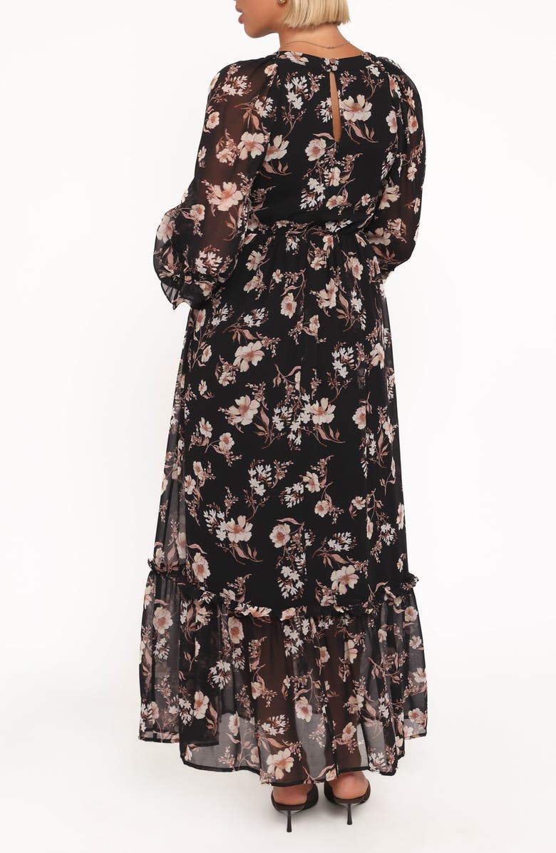 Petal & Pup Evian Floral Long Sleeve Maxi Dress, Alternate, color, Black Floral