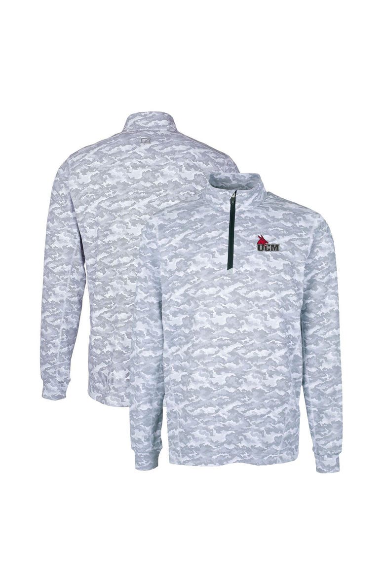 Men's Cutter & Buck Charcoal Central Missouri Mules Big & Tall Traverse Camo Print Stretch Quarter-Zip Pullover Top, Alternate, color, Charcoal