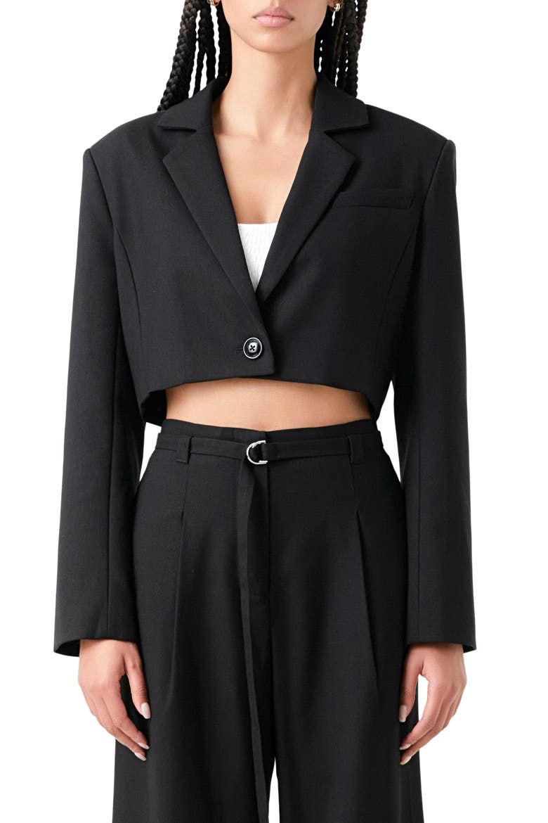 Oversize Crop Blazer, Main, color, BLACK