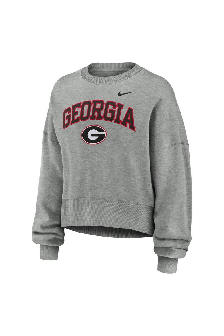 Women's Nike Heather Gray Georgia Bulldogs Oversized Phoenix Arch Pullover Sweatshirt, Alternate, color, Heather Gray