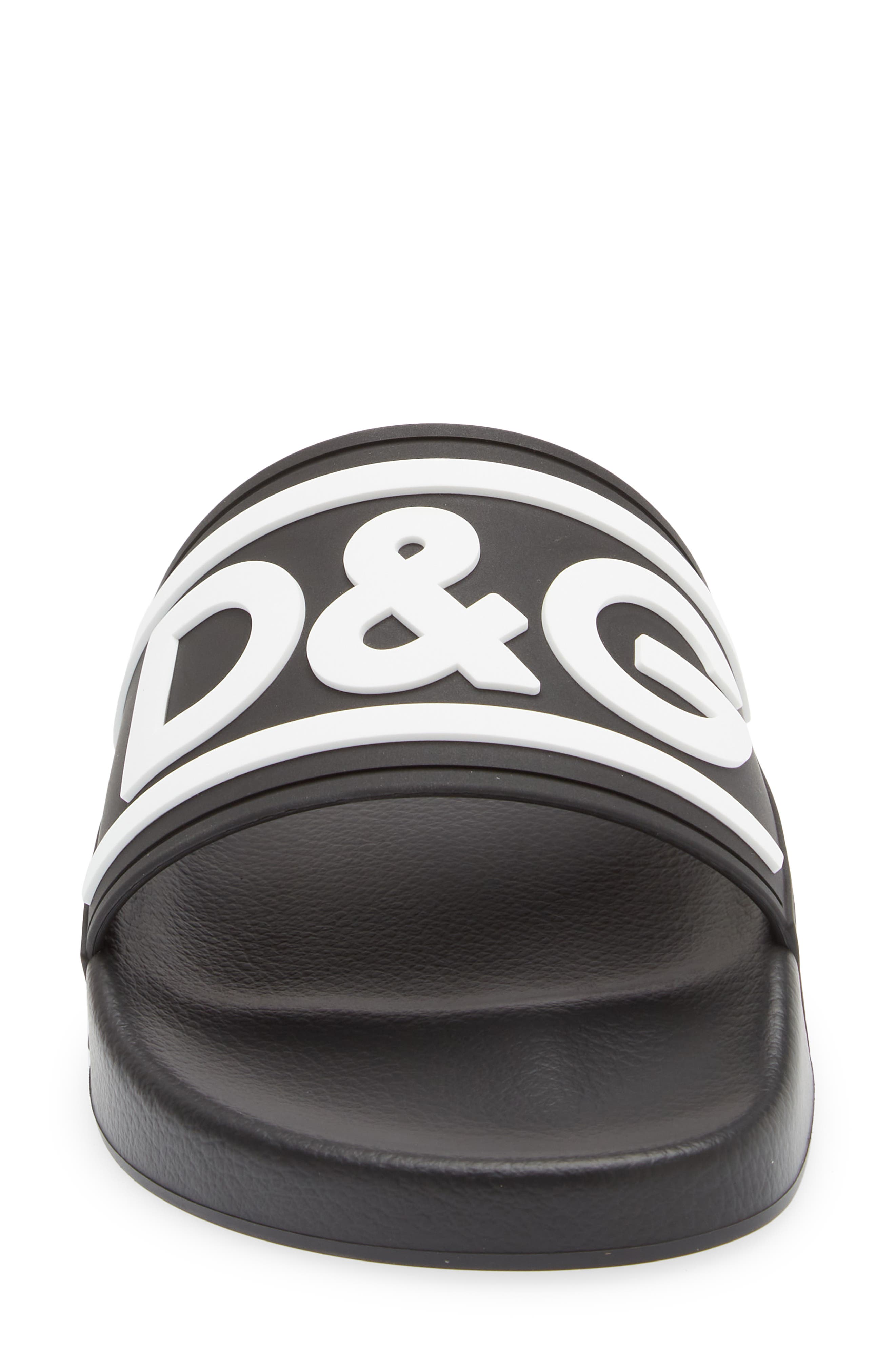 Dolce&Gabbana Logo Embossed Sport Slide, Alternate, color, 89690 Black/White