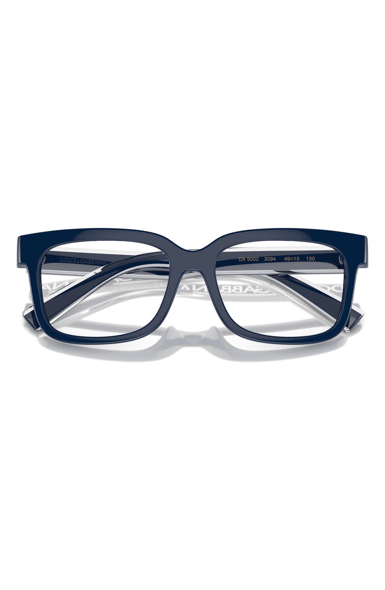Dolce&Gabbana Kids' 47mm Rectangular Optical Glasses, Alternate, color, Blue / Demo Lens