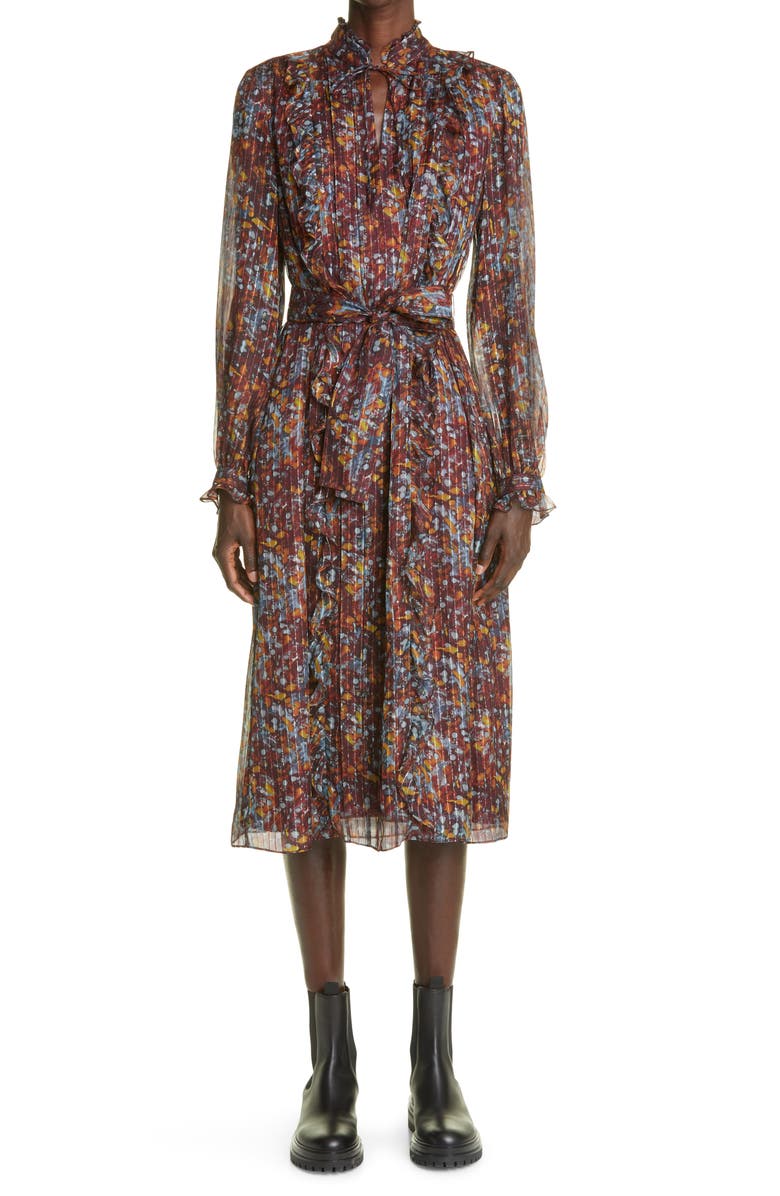 Lafayette 148 New York Harlan Long Sleeve Silk Blend Dress, Main, color,