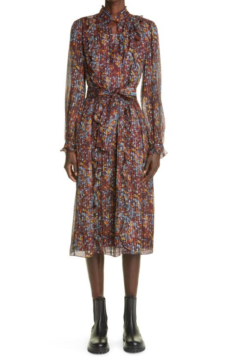 Harlan Long Sleeve Silk Blend Dress