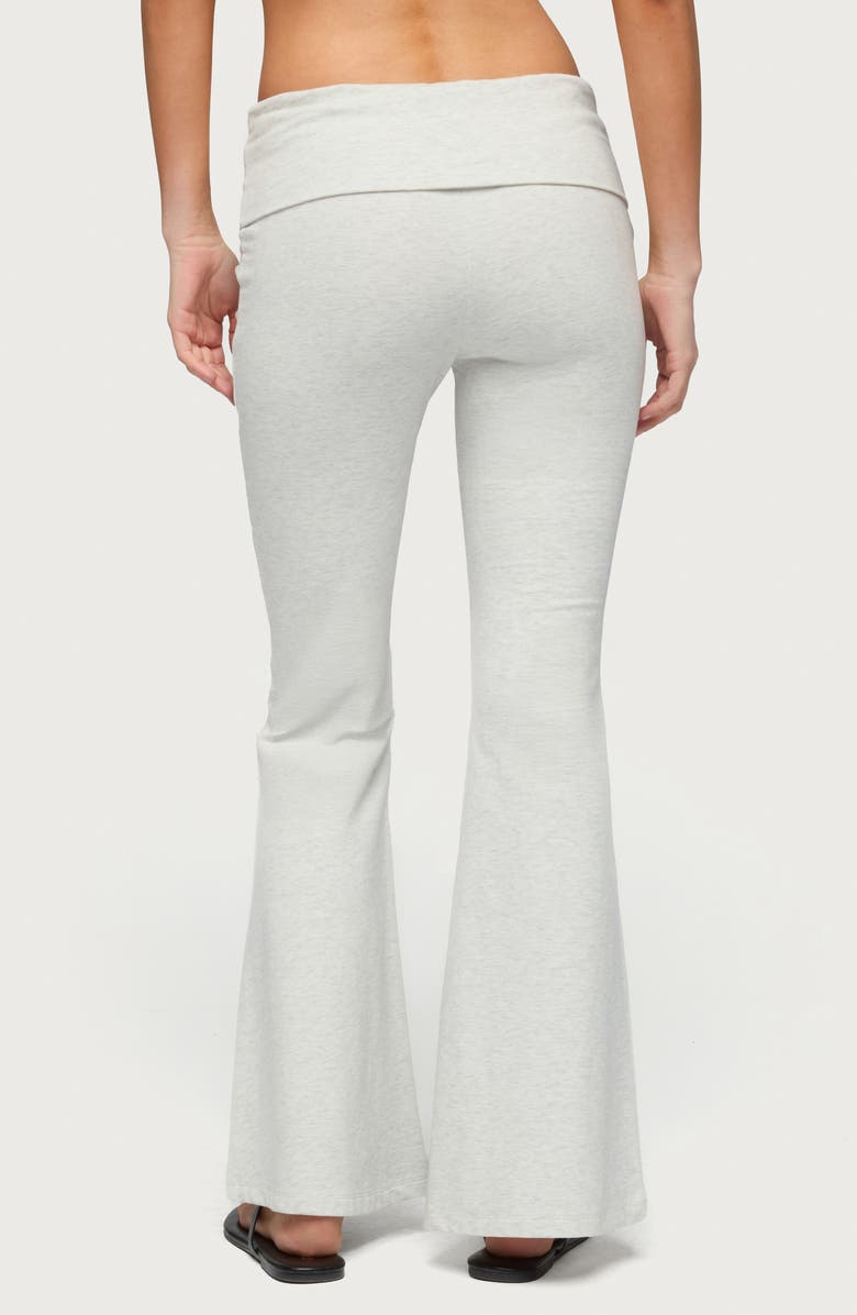 EDIKTED Naomi Foldover Flare Pants, Alternate, color, Gray-Melange