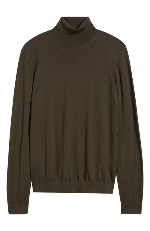 Hugo Boss Mock-neck Sweater In Structured Cotton And Virgin Wool In Brown