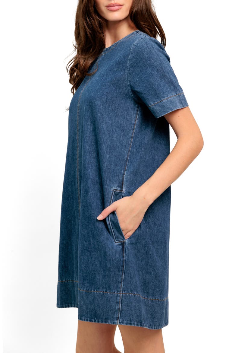 Denim Minidress, Alternate, color, MEDIUM INDIGO