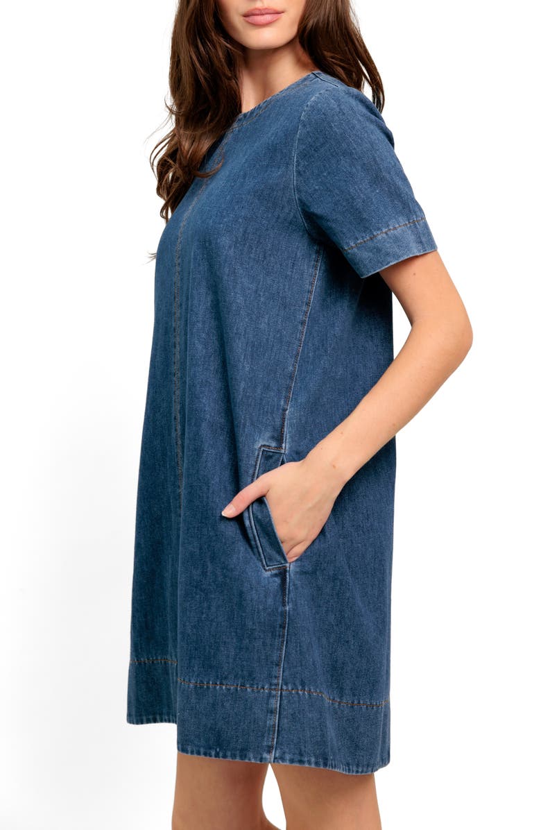 FLYING TOMATO Denim Minidress, Alternate, color, Medium Indigo