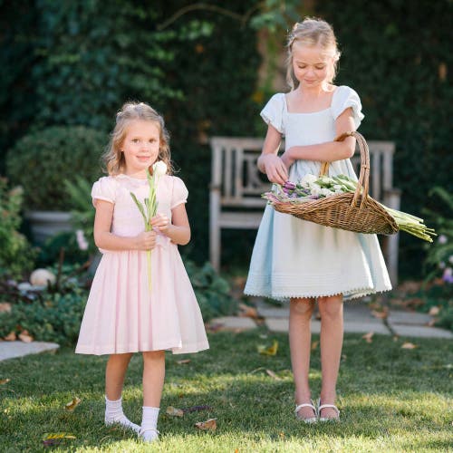 Shop Hope & Henry Girls' Organic Puff Sleeve Smocked Party Dress, Kids In Pale Pink