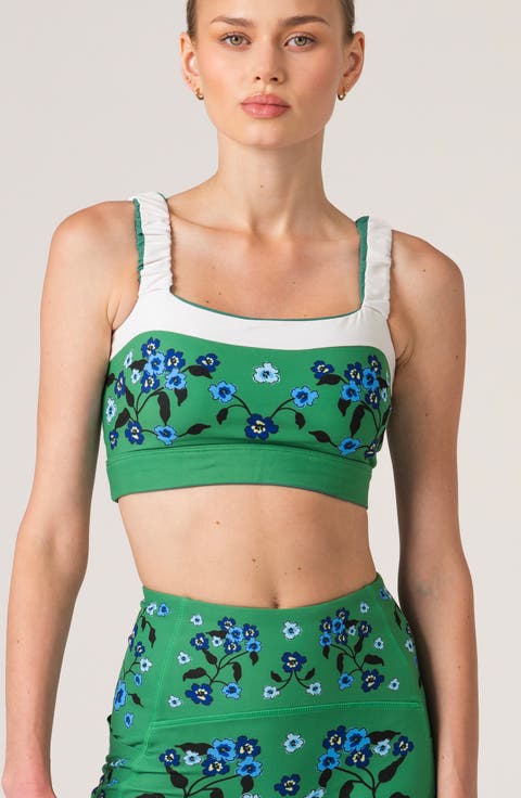 Emerald Echo Reversible Ruched Sports Crop Top