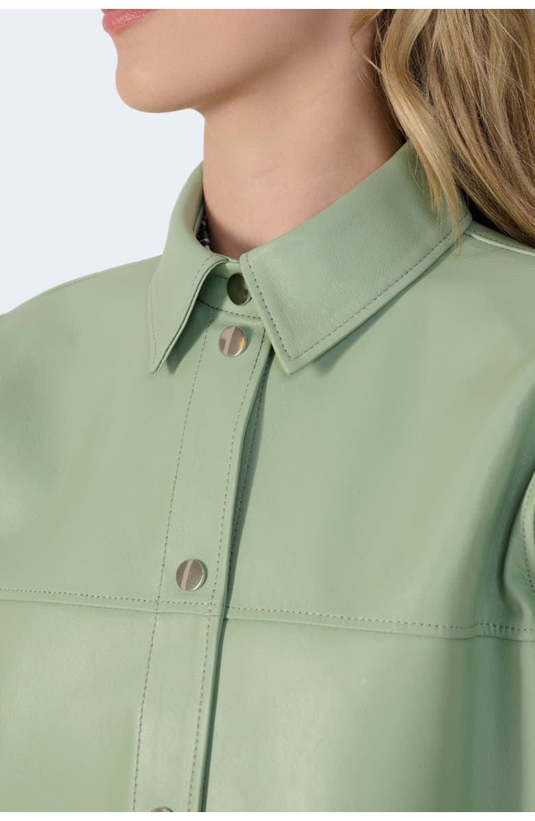FURNIQ UK LLC Frankie Leather Shirt Jacket, Alternate, color, Light Green