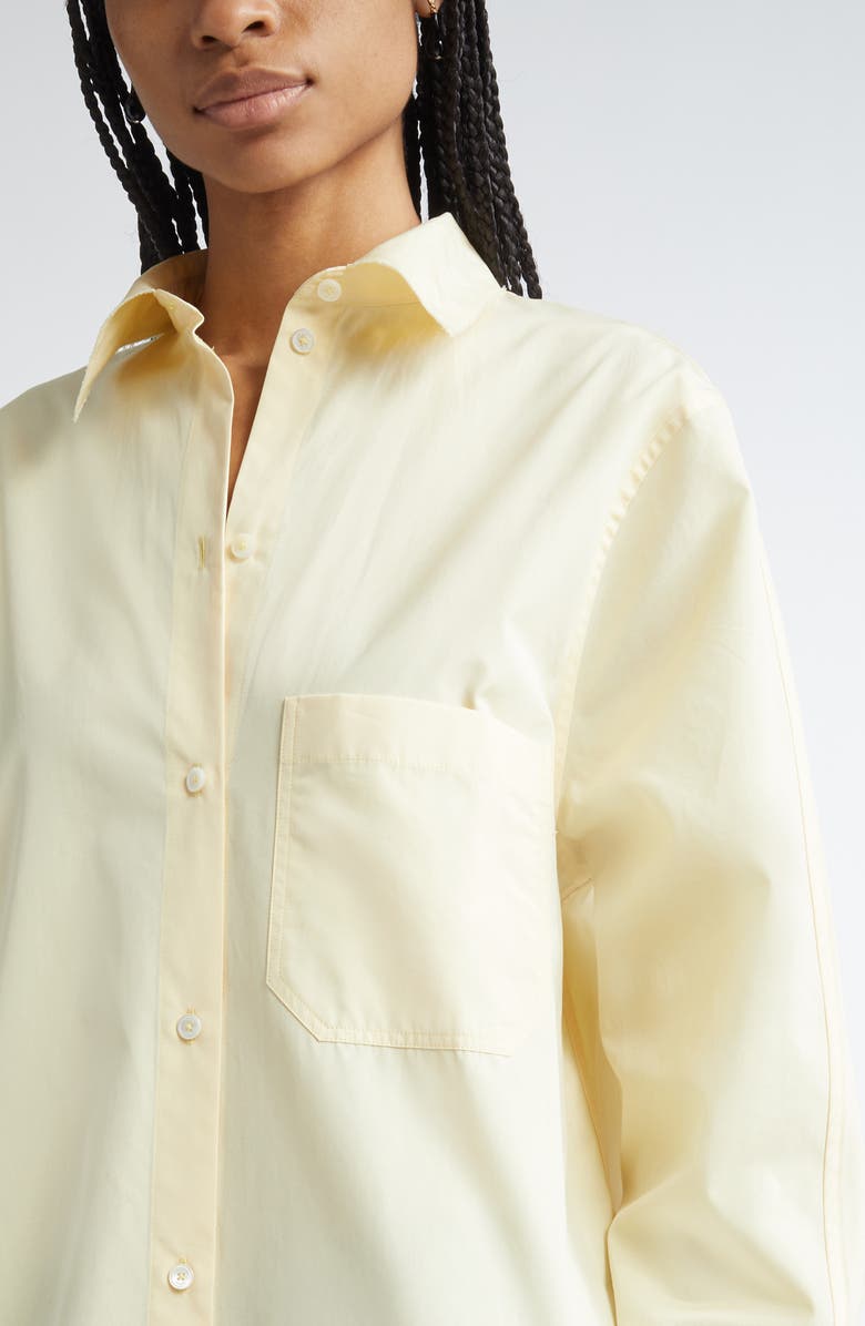 TOTEME Long Sleeve Organic Cotton Poplin Shirtdress, Alternate, color, Straw