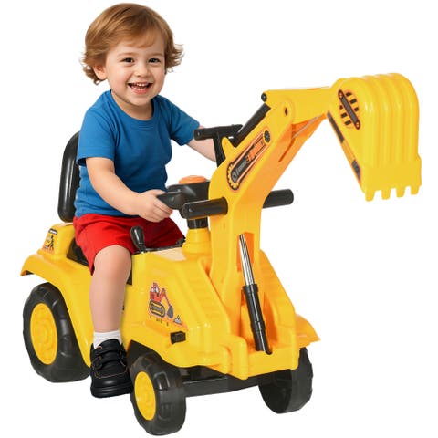 Kids Digger Ride-On with Horn & Storage
