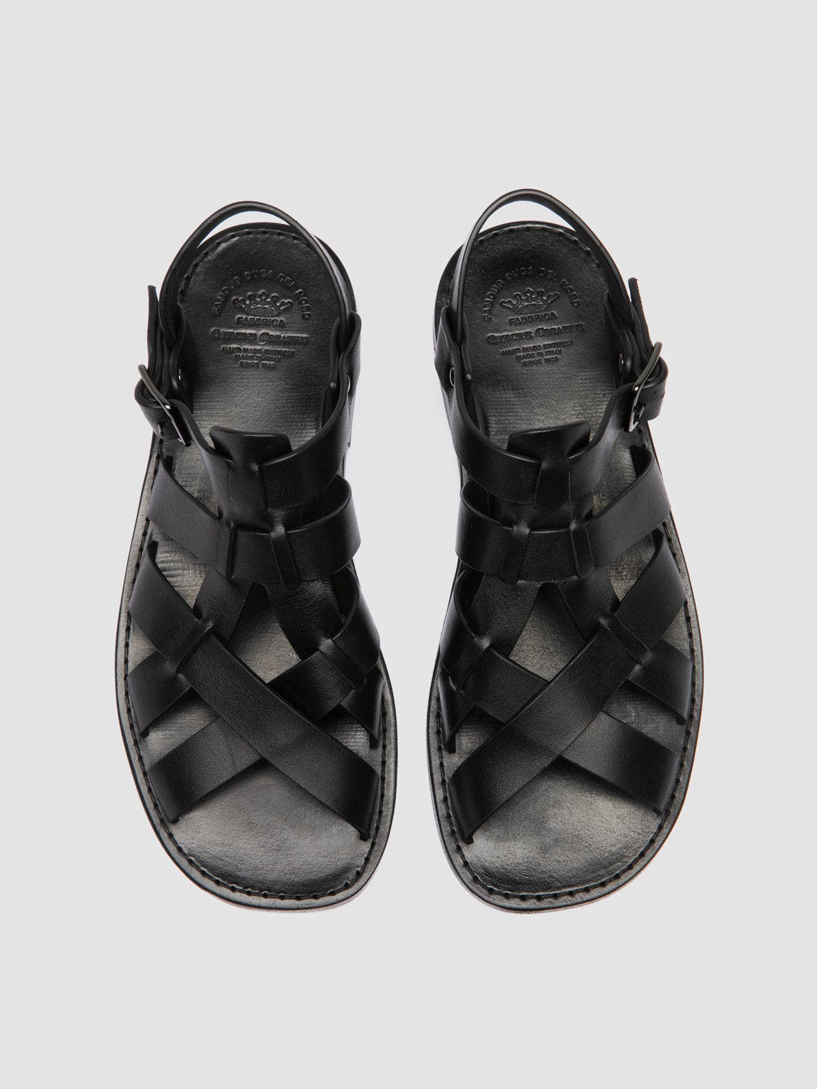 Officine Creative Ganema 105 Leather Fisherman Sandals, Alternate, color, Black