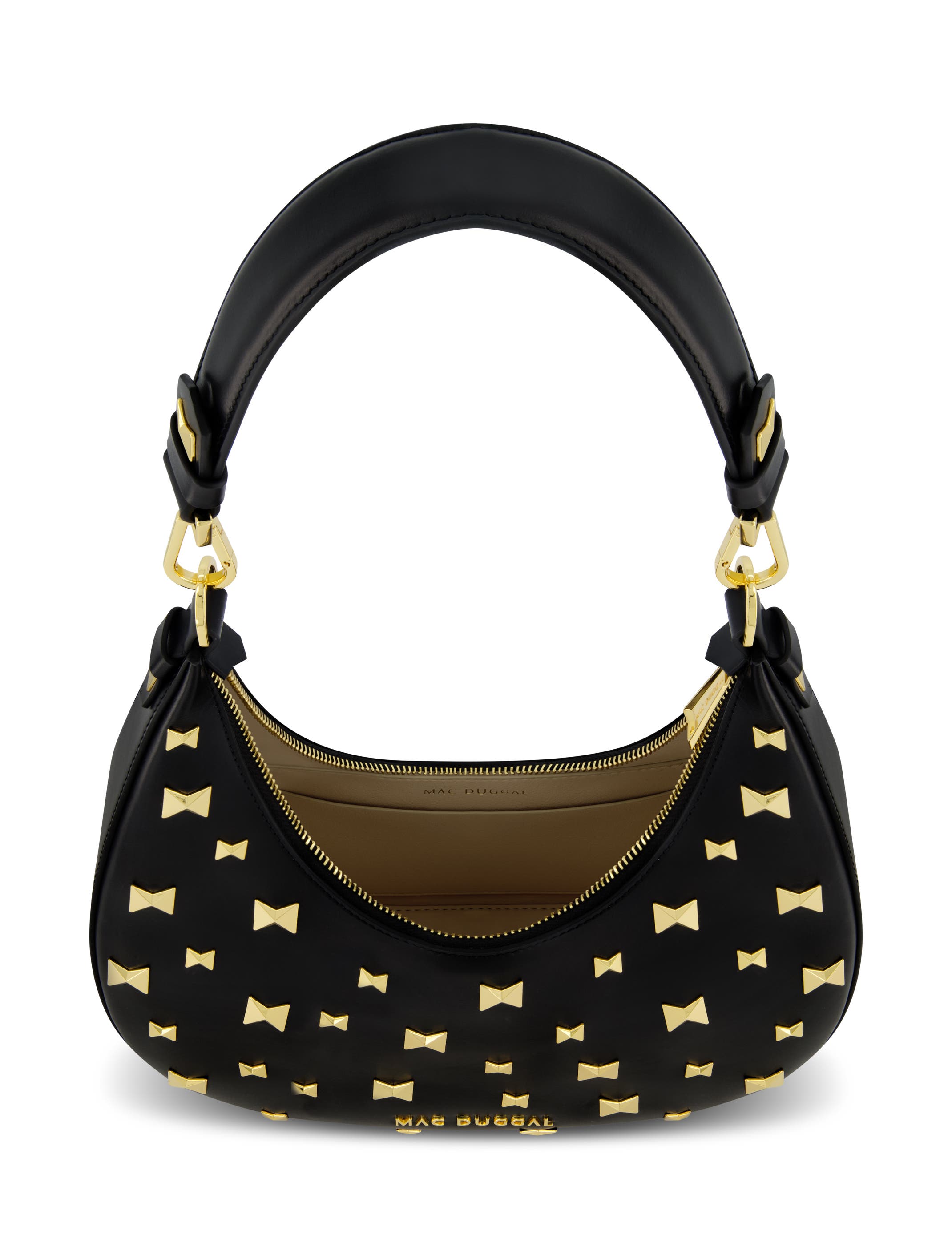 Mac Duggal Gold Plated Hardware Leather Hobo Bag, Alternate, color, 