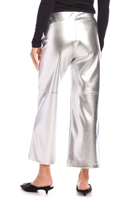 Shop Fifteen Twenty Crop Wide Leg Metallic Faux Leather Pants In Metallic Silver