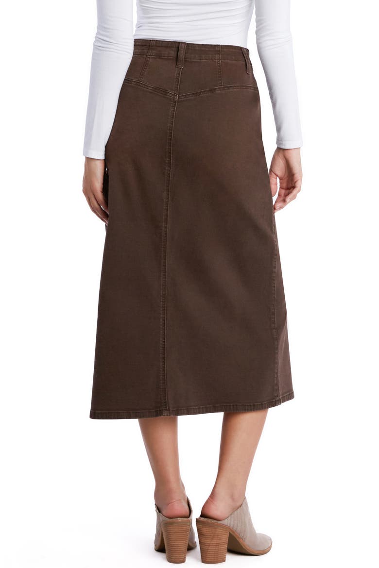 Emmeline Crossover Waist Denim Midi Skirt, Alternate, color, ESPRESSO