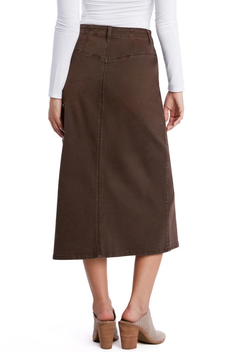 Wash Lab Denim Emmeline Crossover Waist Denim Midi Skirt, Alternate, color, Espresso