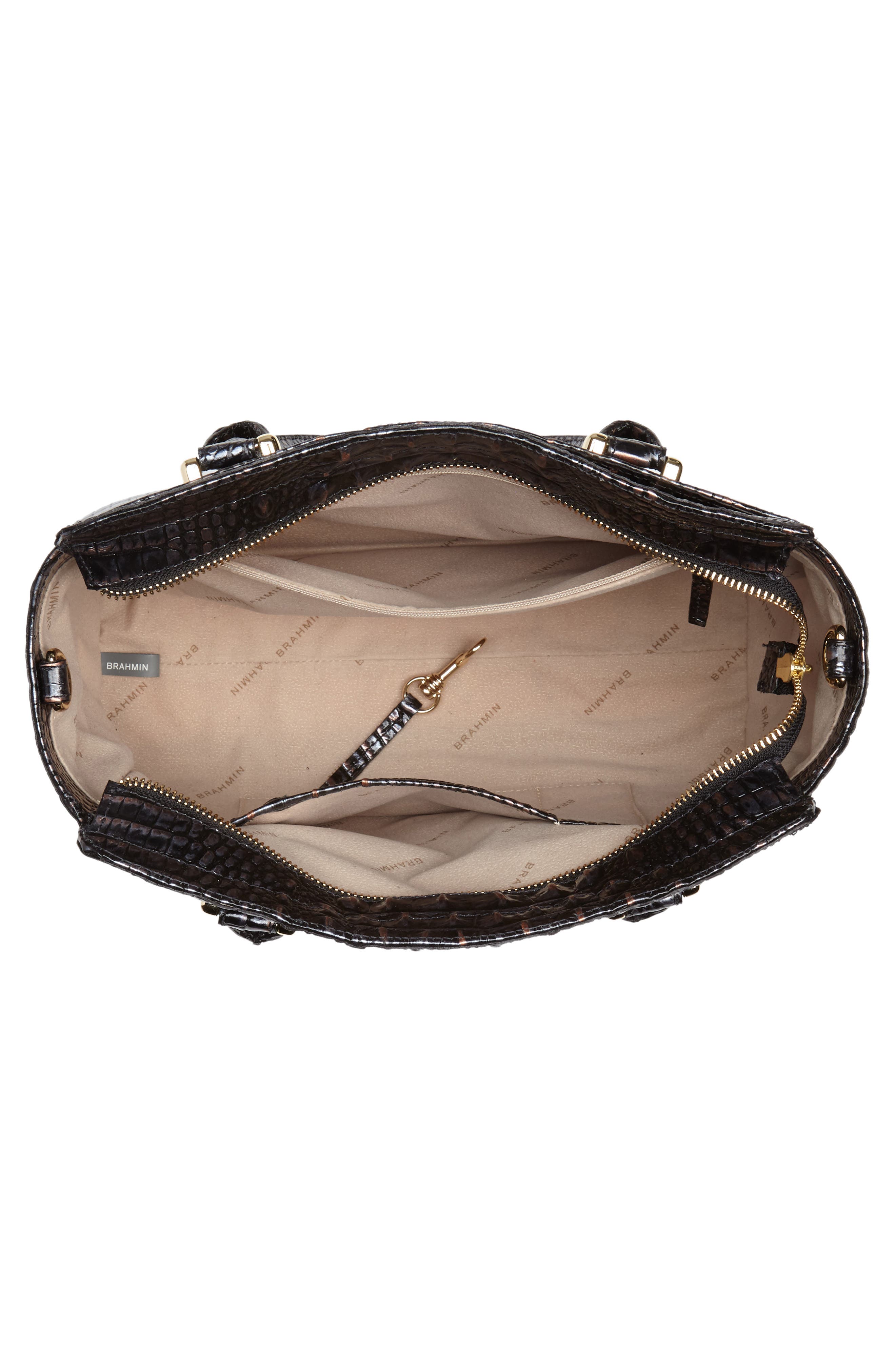 Brahmin Nadia Croc Embossed Leather Satchel, Alternate, color, 