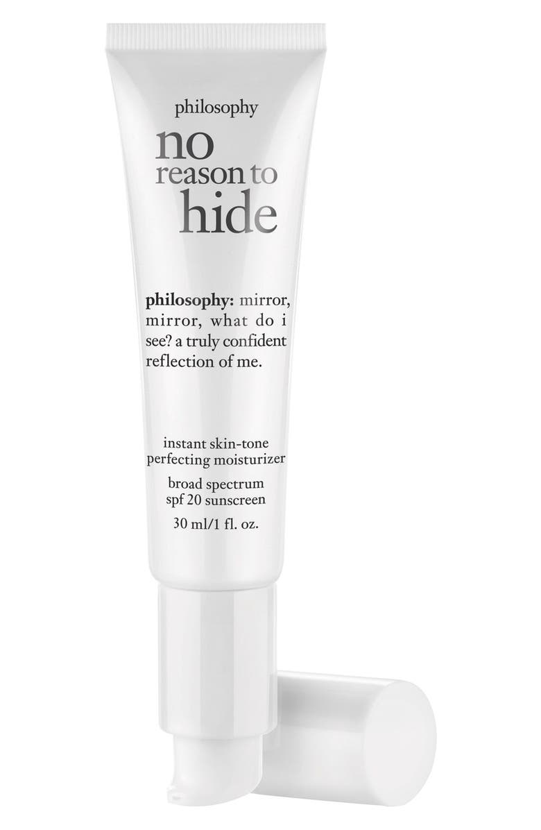 philosophy 'no reason to hide' instant skin-tone perfecting moisturizer broad spectrum SPF 20 sunscreen, Main, color, 