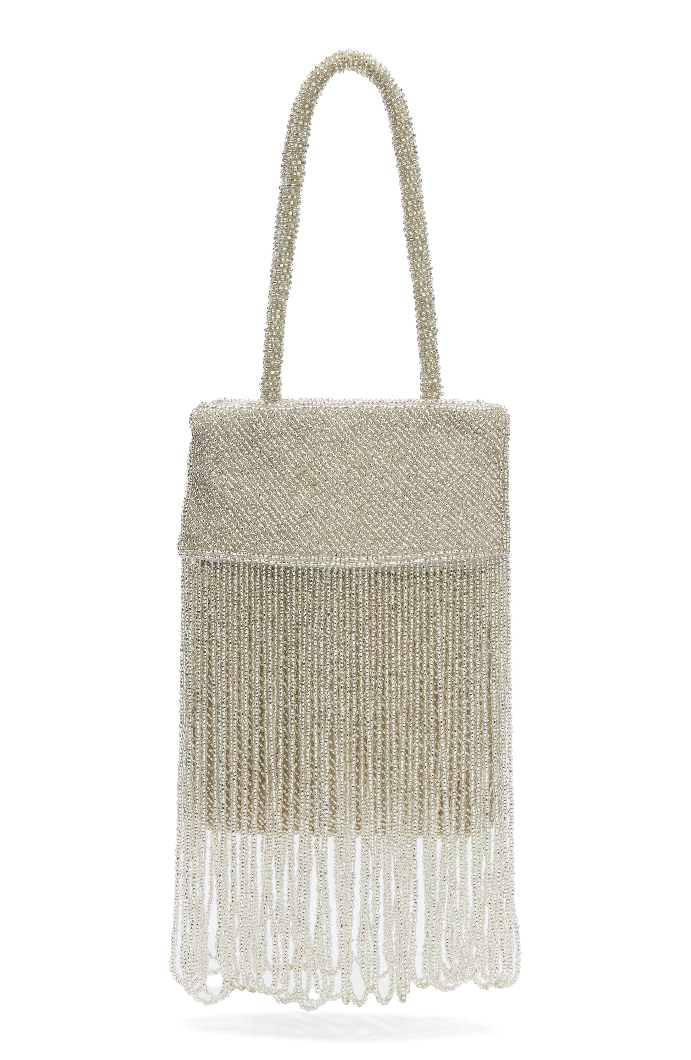 Mini Valentina Beaded Bag, Alternate, color, SILVER BEADED