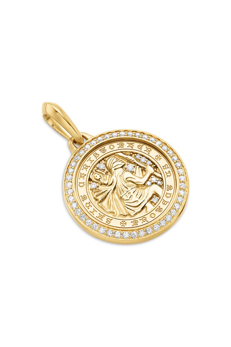 St. Christopher Amulet in 18K Yellow Gold with Pavé Diamonds, Alternate, color, DIAMOND