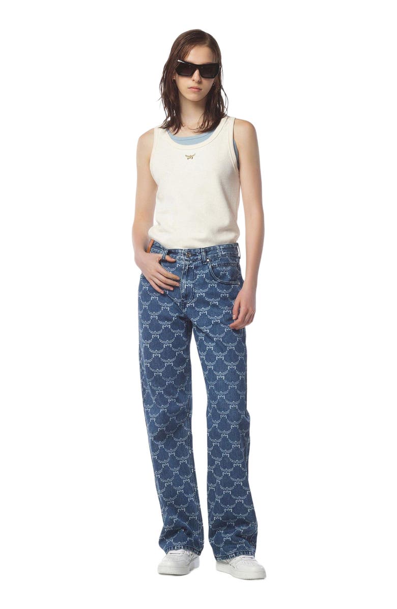 MCM Lauretos Monogram Denim Jeans, Main, color, 
