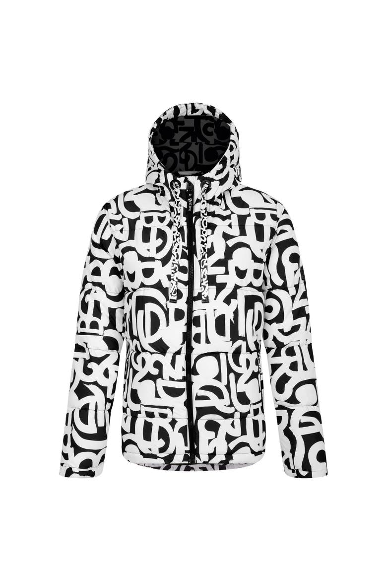 Society Graffiti Padded Jacket, Main, color, Black and White