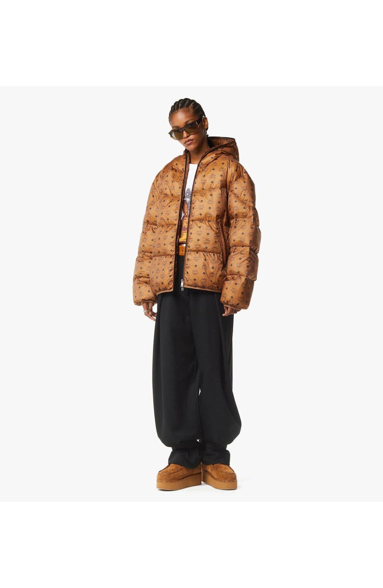 MCM Monogram Ripstop Nylon Parka, Alternate, color, Cognac