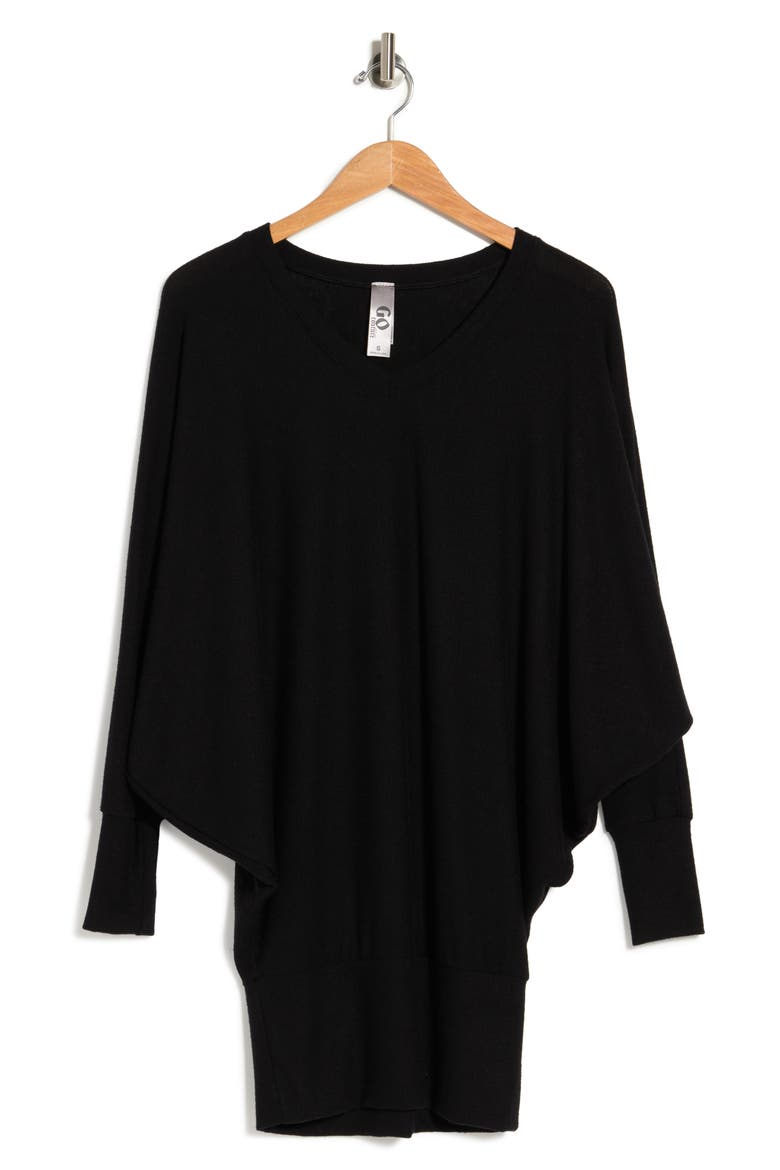 Dolman Sleeve Tunic Sweater, Alternate, color, BLACK DYE 2
