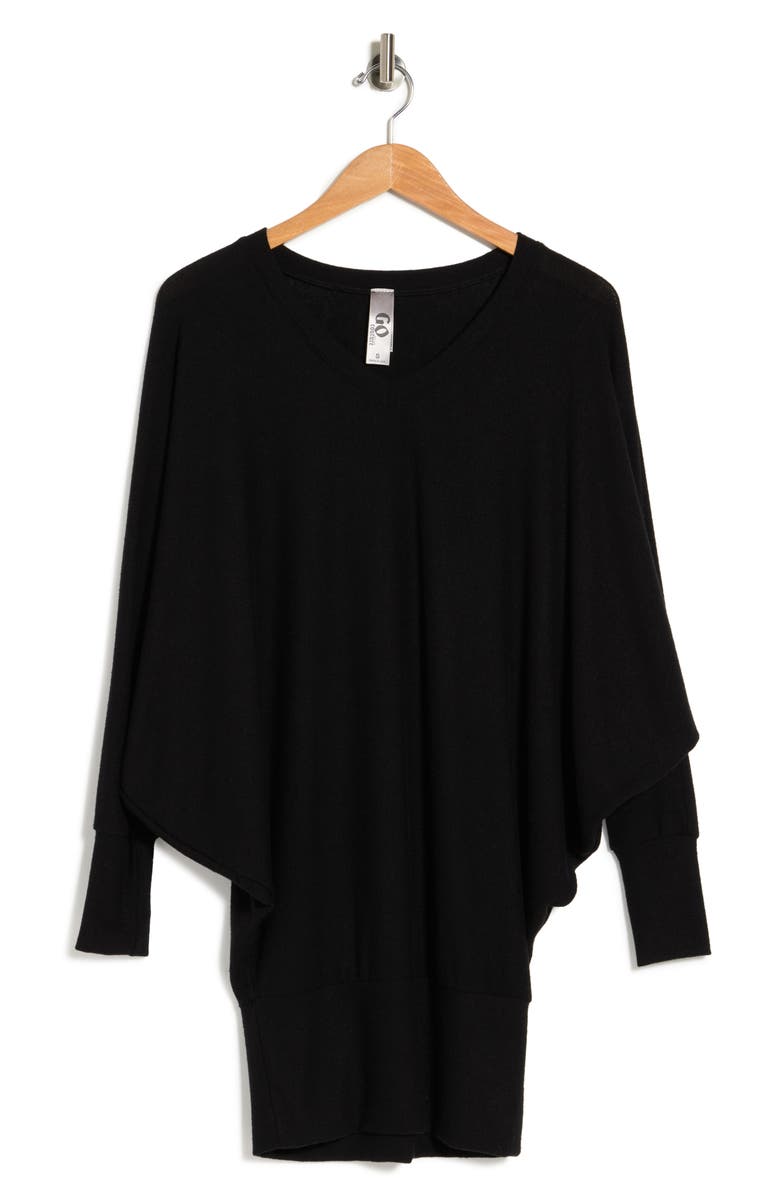 GO COUTURE Dolman Sleeve Tunic Sweater, Alternate, color, Black Dye 2