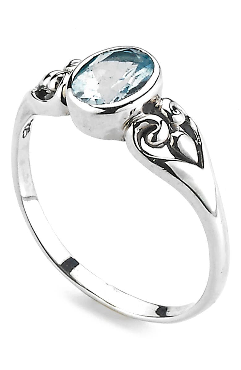 SAMUEL B. Sterling Silver Oval Blue Topaz Ring, Main, color, 