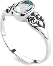 SAMUEL B. Sterling Silver Oval Blue Topaz Ring