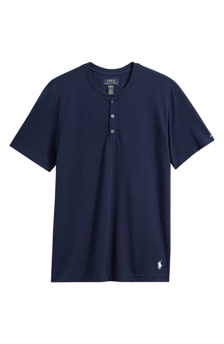 Polo Ralph Lauren Featherweight Short Sleeve Henley Pajama Top, Main, color, Navy