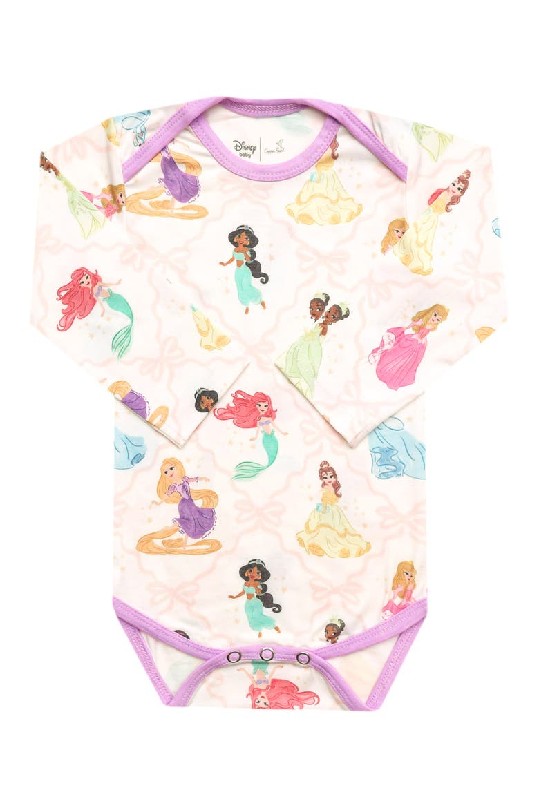Disney Princess Print Long Sleeve Bodysuit, Main, color, DISNEY PRINCESS