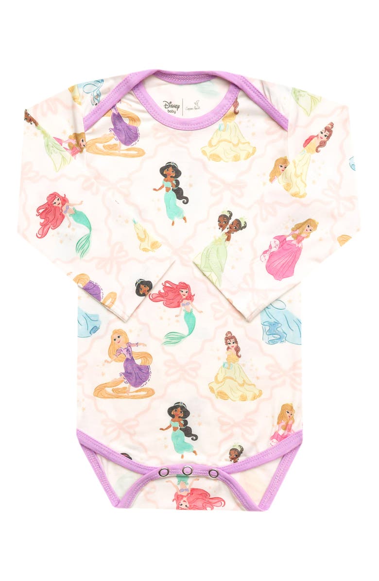 Copper Pearl Disney Princess Print Long Sleeve Bodysuit, Main, color, Disney Princess