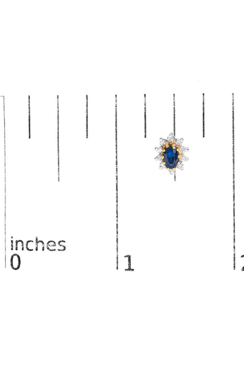 14K Yellow Gold 1/4 Cttw Diamond and Sapphire Sunburst Halo Stud Earrings, Alternate, color, Yellow