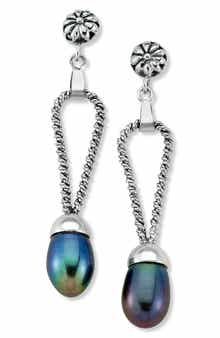 SAMUEL B. Sterling Silver Freshwater Pearl Drop Earrings