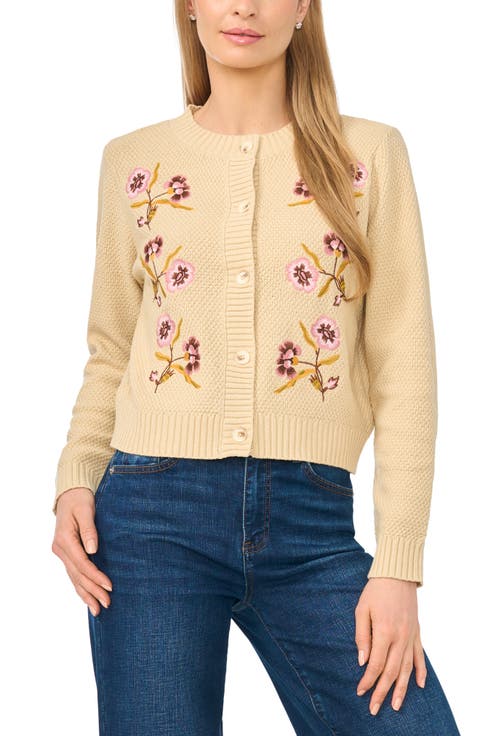 Embroidered Cotton Blend Cardigan