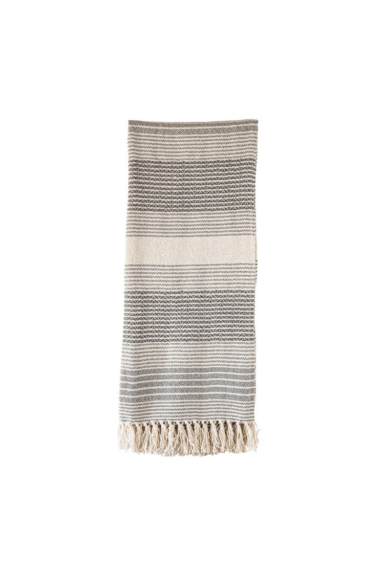 Hand Woven Striped Outdoor Picnic Blanket Gray Polyester, Alternate, color, Gray