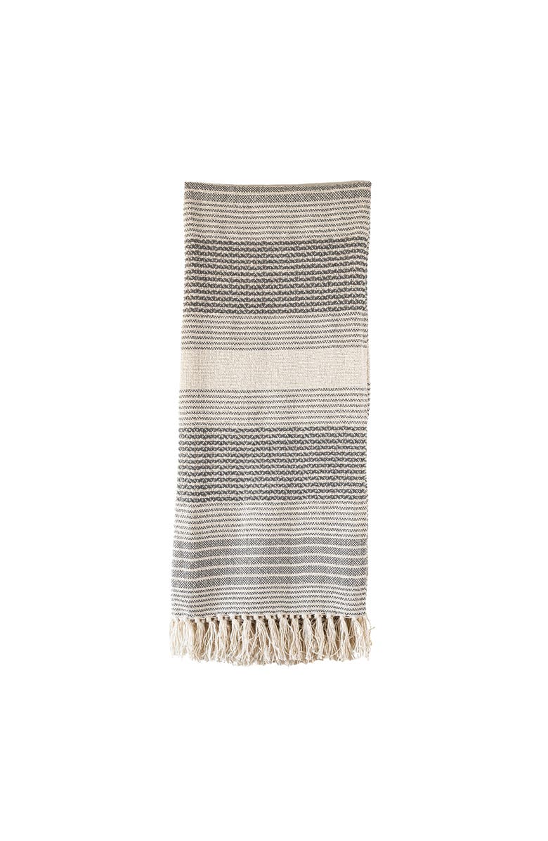 Foreside Home and Garden Hand Woven Striped Outdoor Picnic Blanket Gray Polyester, Alternate, color, Gray
